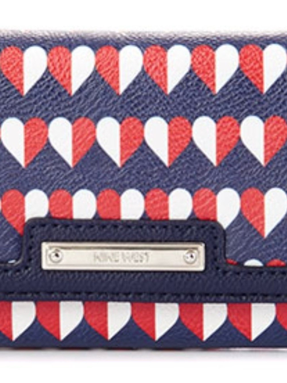 Nine West Navy Red White Heart-Print Wallet